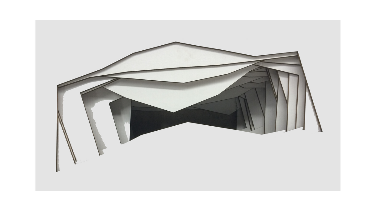 OZTOTL I, Cavity Study: layered geometric planes receding into deep shadow, fine art print by adelavega