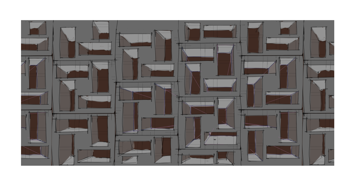 TLANEXTLI, Fretwork Study: lattice of recessed cells in gray and brown, light and shadow, fine art print by adelavega